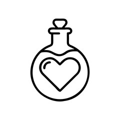 Obraz premium Love potion bottle with heart symbol in minimalist line art 