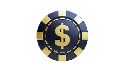 Casino Chip with Dollar Sign Isolated on White Background