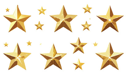 Obraz premium Realistic Golden Christmas Stars and Sparkles Vector Set