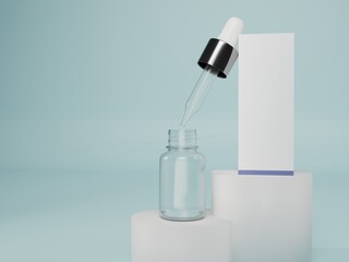 Clear Dropper Bottle and White Box Mockup for Cosmetic Serum Product Display