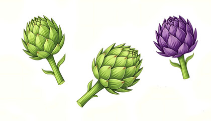 Fototapeta premium for kids clothes, decoration and wallpaper, , artichoke on a white background