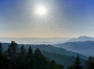 Mountains of the Basque Country from Uzpuru in the AIako Harriak nature reserve, Basque Country