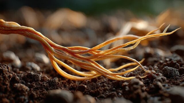 Root's Whisper: A close-up glimpse into the intricate network of a root system, delicately intertwined within the fertile earth, unveiling nature's hidden architectural beauty.