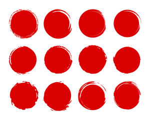 Red Grunge Brush Frame Stroke Circles Collection