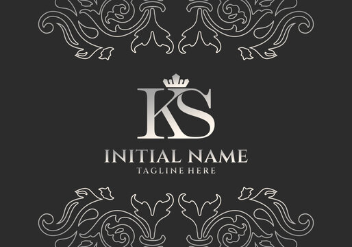 KS Heritage Monogram Logo &ndash; Royal Crown Initial with Vintage Decorative Elements