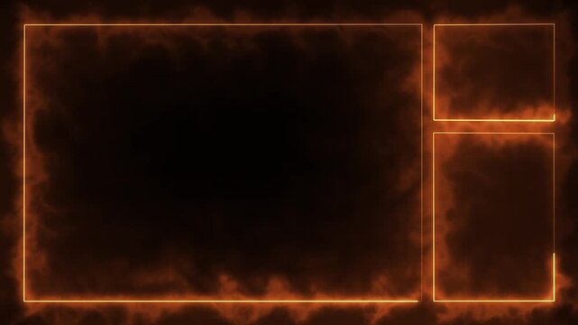 Live streaming Frame - animated orange fire blazing neon overlay frame for live streaming and gaming templates