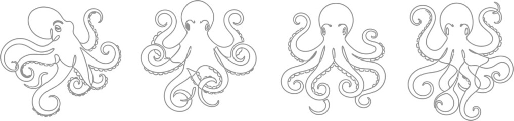 Four octopus line art © MD