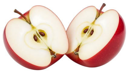 Freshly cut red apple halves