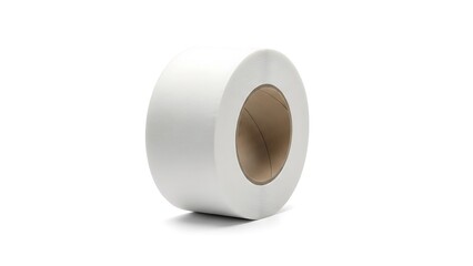 A roll of white paper standing upright on a plain white background