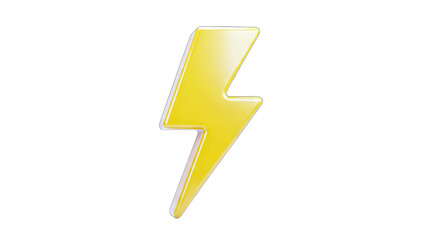 3D Rendered Yellow Lightning Bolt on White Background