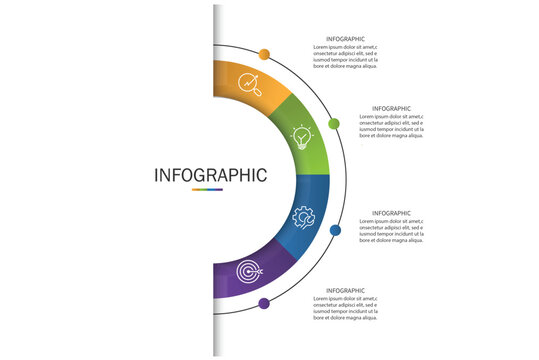 Business visualization infographic circle design template with 4 options, steps or processes. Business presentation.	