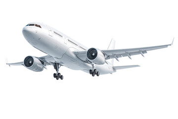 Obraz premium Commercial airplane takes off from the runway during the day above a clear sky with no clouds