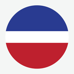 Obraz premium Circular national flag icon displaying horizontal stripes of blue, white, and red, a symbol of national identity.