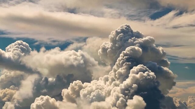 Drifting clouds spread softly across the sky, their cotton-like texture veiling the deep blue firmament