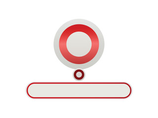Red circle badge with text bar, award symbol
