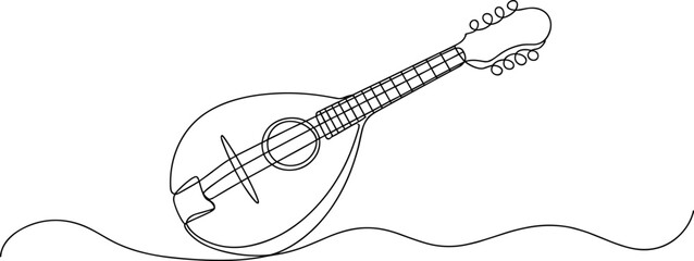 Black and white line of a lute musical instrument line black and white