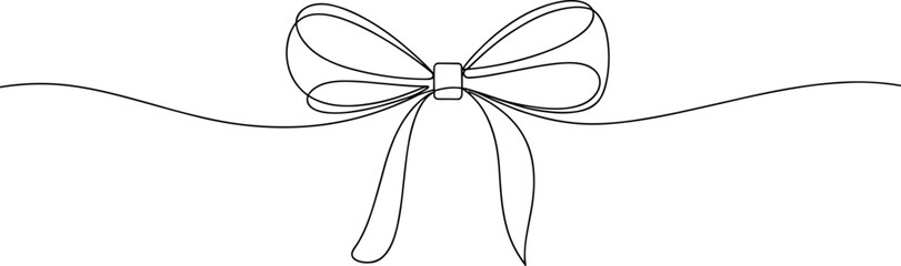 Black and white bow tie on a ribbon line knot