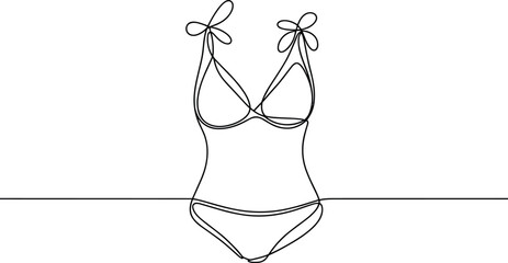 Black and white line of a swimsuit with bows on the straps