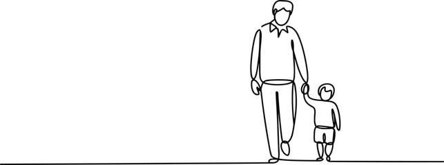 And child walking hand in hand line black and white