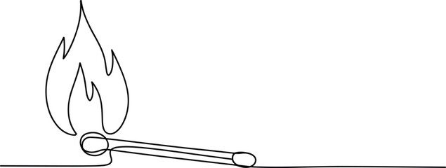 Lit Matchstick with Flame on Surface fire burning