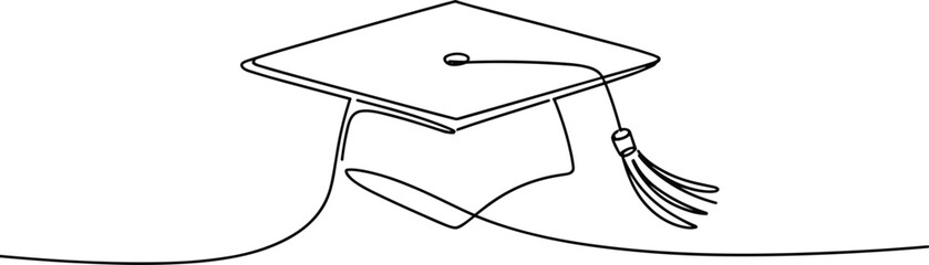 Black and white graduation cap with tassel academic