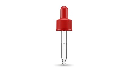 Fototapeta premium A red dropper with liquid inside on a white background