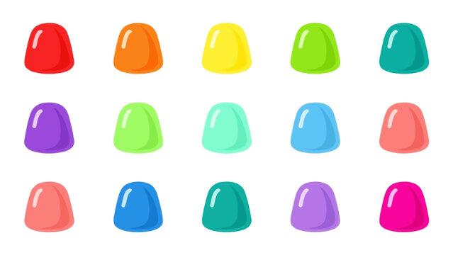Vibrant Gummy Delights: An array of colorful gummy candies, each glistening with a tempting sheen, inviting viewers to savor the sweetness.