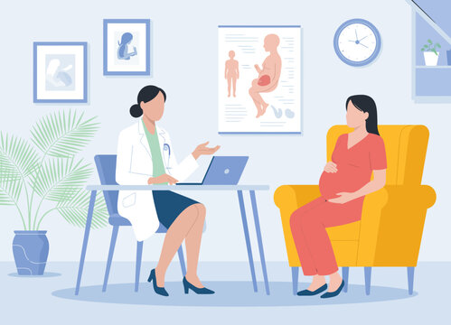 A nurturing and professional image of a doctor consulting a pregnant woman, symbolizing care, health, and maternal guidance in prenatal health awareness.