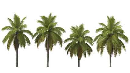 A serene landscape featuring multiple palm trees in a row against a white background, high fidelity visual representation.