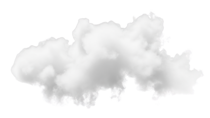 A large cloud floats alone in the sky on a sunny day with white background.