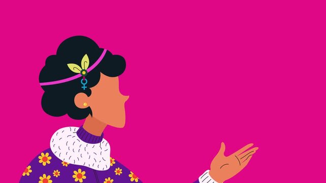 Flat Woman Illustration with Copy Space for Marketing and UI Design