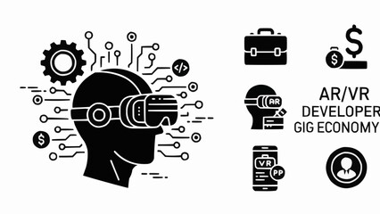 Augmented Reality Virtual Reality Developer Gig Economy Concept.