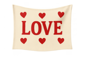 Hanging love hearts banner celebrating valentine's day