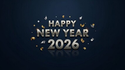 Happy New Year 2026, bold festive typography, isolated on clean background, premium gold style, high resolution
