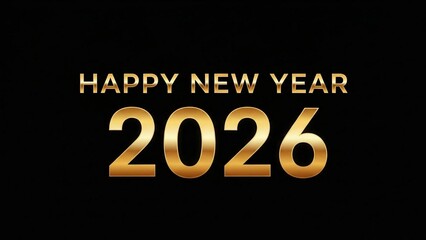 Happy New Year 2026, bold festive typography, isolated on clean background, premium gold style, high resolution