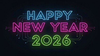 Happy New Year 2026, bold festive typography, isolated on clean background, premium gold style, high resolution