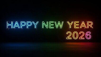 Happy New Year 2026, bold festive typography, isolated on clean background, premium gold style, high resolution