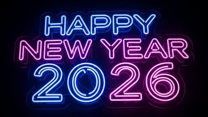 Happy New Year 2026, bold festive typography, isolated on clean background, premium gold style, high resolution
