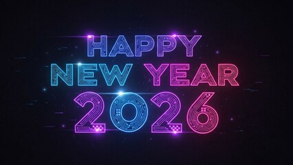 Happy New Year 2026, bold festive typography, isolated on clean background, premium gold style, high resolution