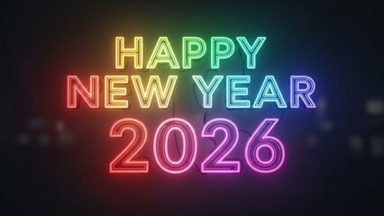 Happy New Year 2026, bold festive typography, isolated on clean background, premium gold style, high resolution