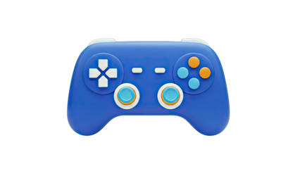 Blue Game Controller Isolated on White Background