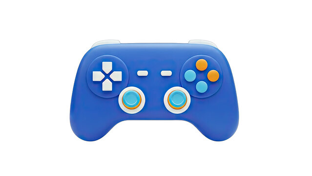 Blue Game Controller Isolated on White Background - Powered by Adobe