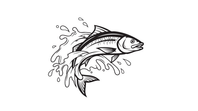 Dynamic Fish Jumping Out of Water Illustration