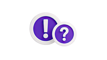 Exclamation and Question Mark Icons on White Background