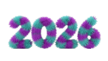 Fluffy Fur 2026 Number Design - Soft Purple and Blue Texture

