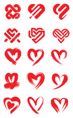 Heart logo vector icons set. Isolated modern heart symbol