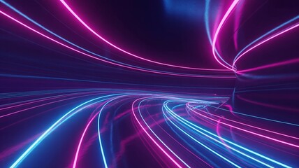 Fototapeta premium A digital abstract motion background featuring neon lights, futuristic lines, abstract shapes, vibrant colors, and dynamic motion