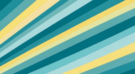 Abstract background with teal and yellow stripes radiating from a point.