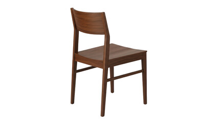 Fototapeta premium A brown wooden chair with a curved backrest is positioned on a plain surface.