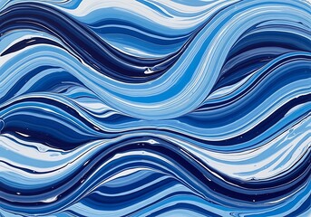 Abstract Blue Waves - A Fluid Acrylic Painting.